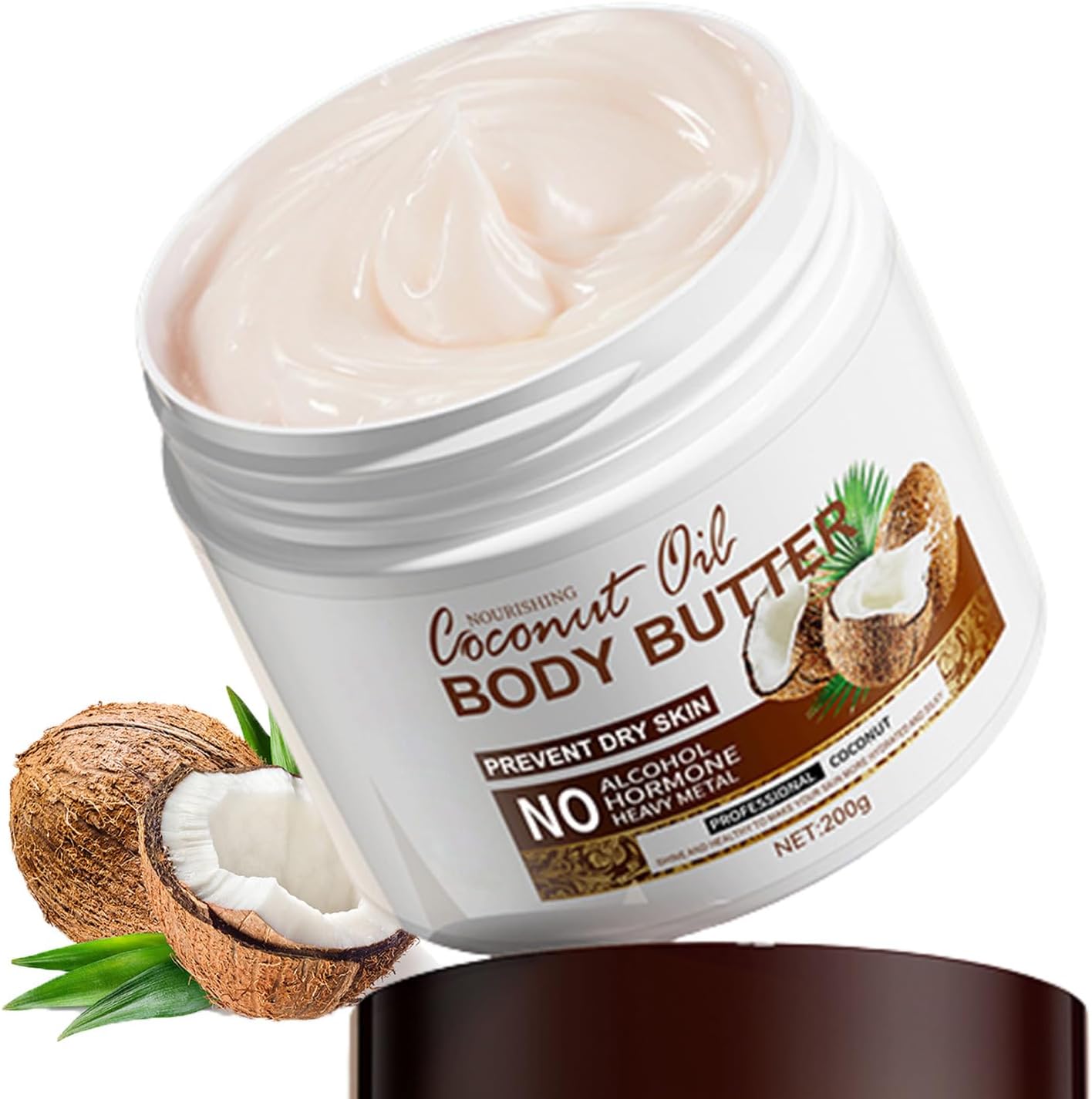 200g Coconut Body Butter for Women - Body Moisturiser for Dry Skin, Deeply Nourishes, Soothes, and Hydrates for Silky Smooth Skin，Body Skincare Coconut Cream, Daily Skincare Routine