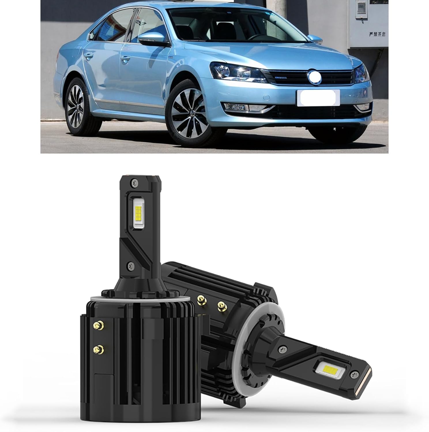 LED Headlight Bulbs 90W 9000LM 6000K Fit for 2012-2018 Volkswagen Passat Golf Tiguan Golf GTI Touran Headlamp Plug and Play Easy Installation Low Beam Led Headlight Bulbs Black