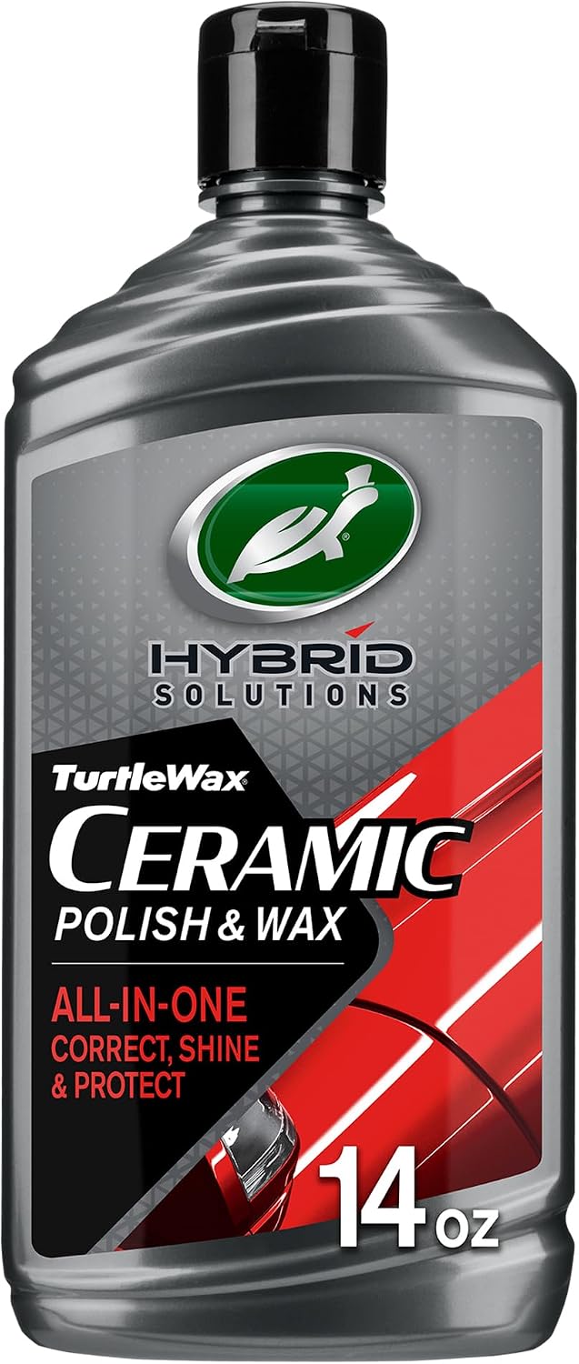 Turtle Wax Hybrid Solutions Ceramic Car Polish and Wax, 14 oz. (Pack of 1) | Light Car Scratch Remover & Car Paint Restorer, High Gloss Car Wax & Ceramic Coating Protection, Hand & Machine Polisher Use