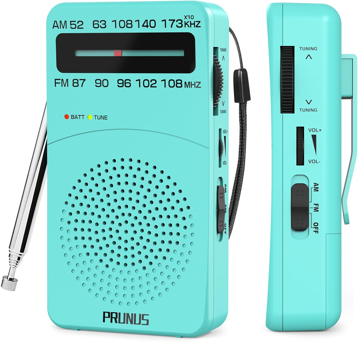 PRUNUS J-166 Portable Radio AM FM, Battery Operated Radio