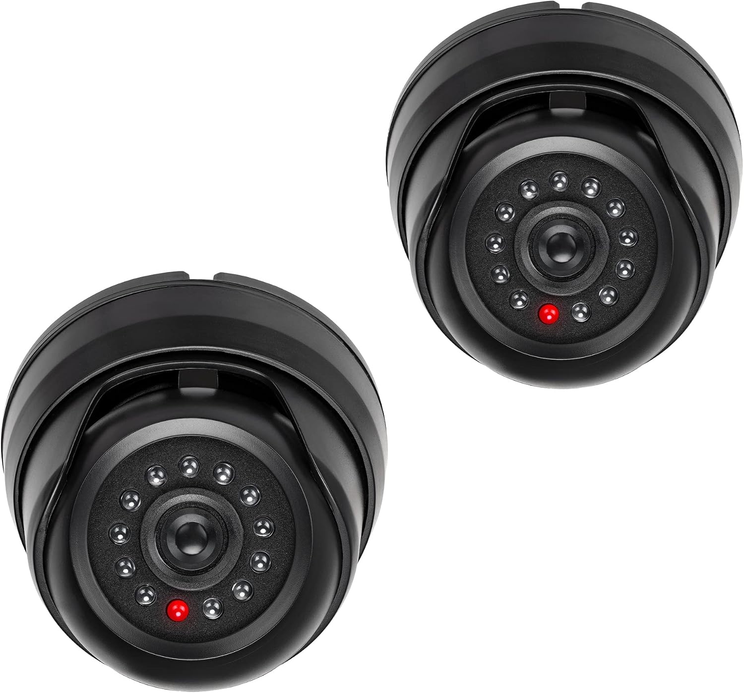 kwmobile Dummy Camera with Light - Fake CCTV Security Surveillance Dome with Flashing LED Lights - Theft Deterrent - Black, x2