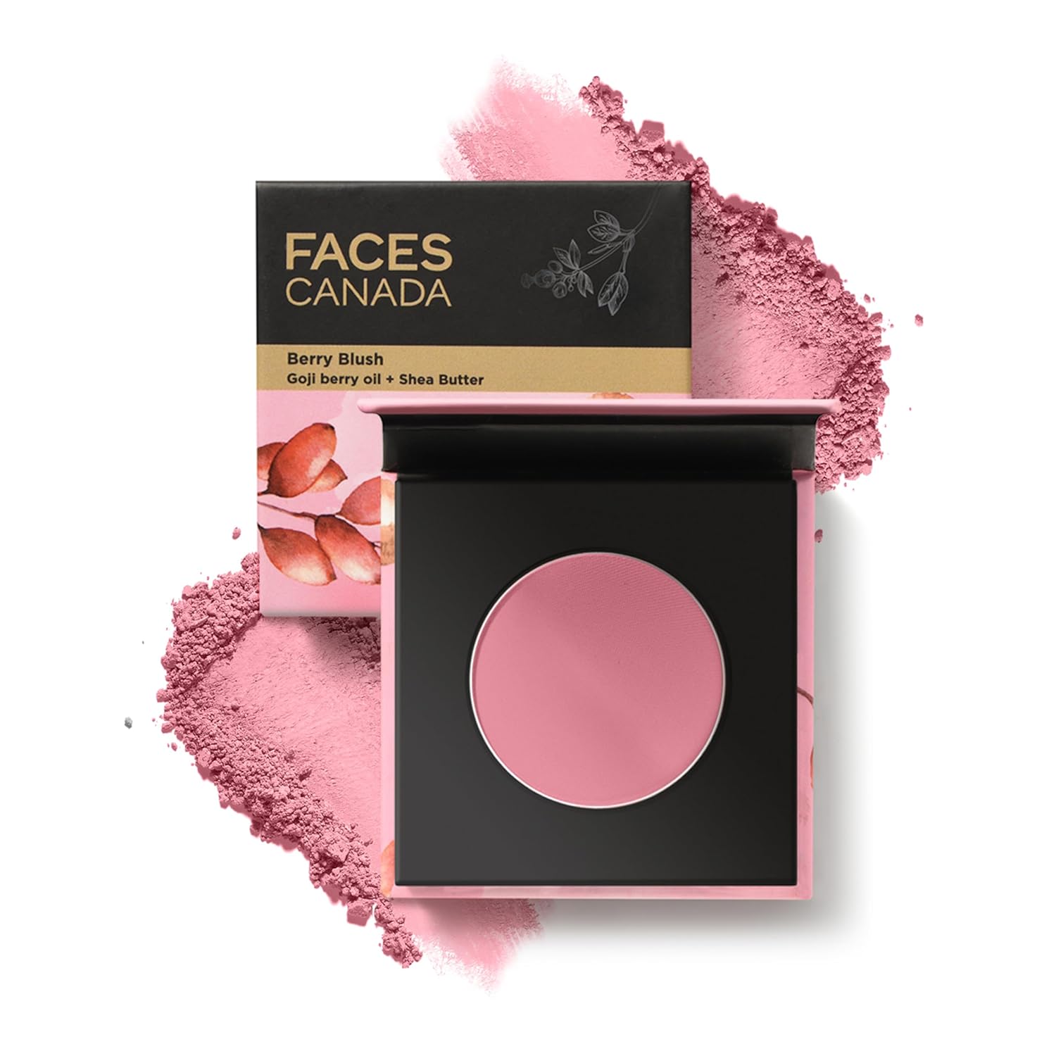 Berry Blush Powder with Goji Berry Oil & Shea Butter | Lightweight Powder Blush for Natural Glow | Smooth Blendable Formula, Long Wear Cheek Color | 0.14 Oz (4g)