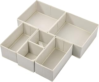 Stero 6 Pack Drawer Organizers for Clothing, Dresser Drawer Organizer Clothes, Fabric Foldable Closet Organizers and Storage Basket Bins for Clothes, Underwear, Bras, Socks (Light Grey)