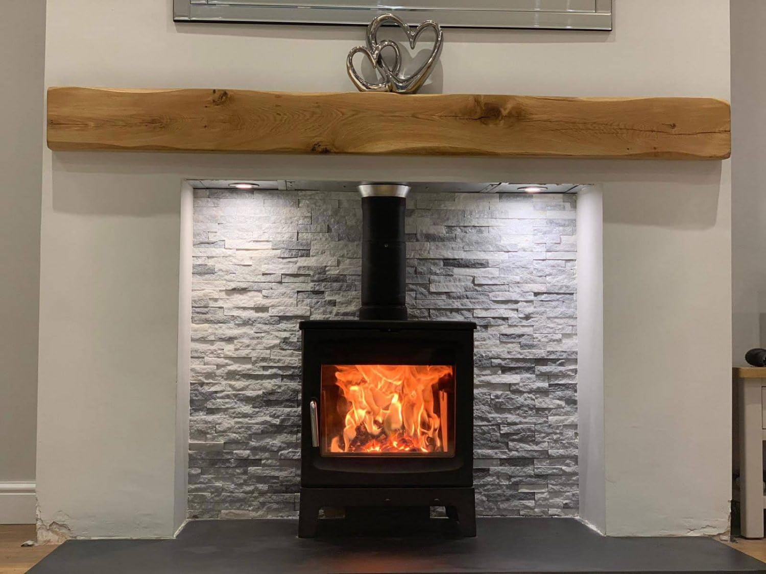 Celtic Timber - Solid French Oak Beam Floating Shelf Mantle Piece Fire Place Surround Inglenook - Beam Size: 4" x 5" Air Dried - Length: 5 foot - Finish: Planed & Sanded - Appearance: Heavily Worked