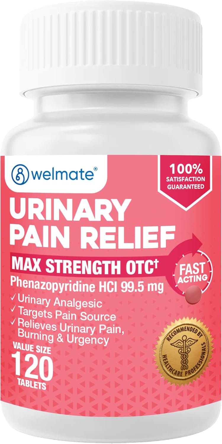 WELMATE Maximum Strength Urinary Pain Relief UTI Medicine for Women, 120 Ct