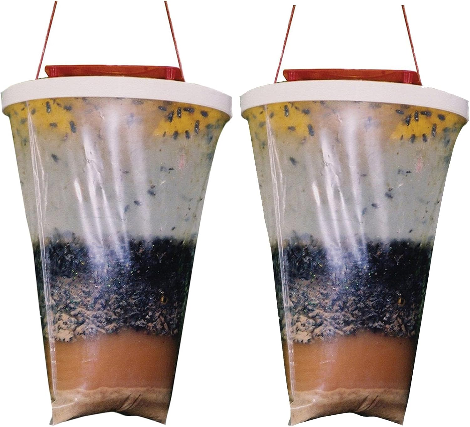 GROLF 2 Pack Fly Trap Outdoor Hanging Flies Catcher,Disposable Ranch Fly Trap Catcher Bag with Bait,Flies Killer Repellent for Outdoor Garden, Farm, Horse Barn