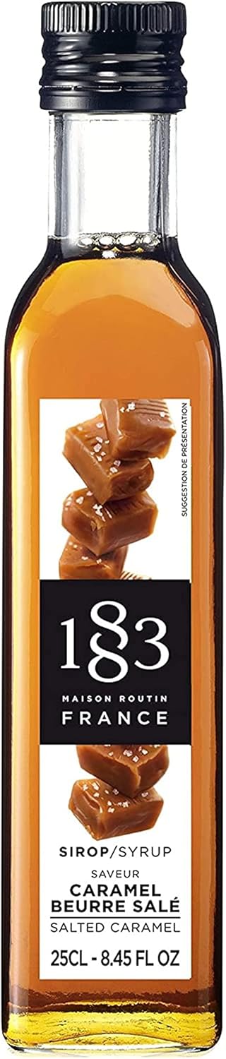 1883 Maison Routin Premium Salted Caramel Coffee Syrup β Indulgent Blend For Lattes, Frappes, Desserts & Baking, Allergen-Free, Vegan-Friendly, 250 Ml Glass Bottle
