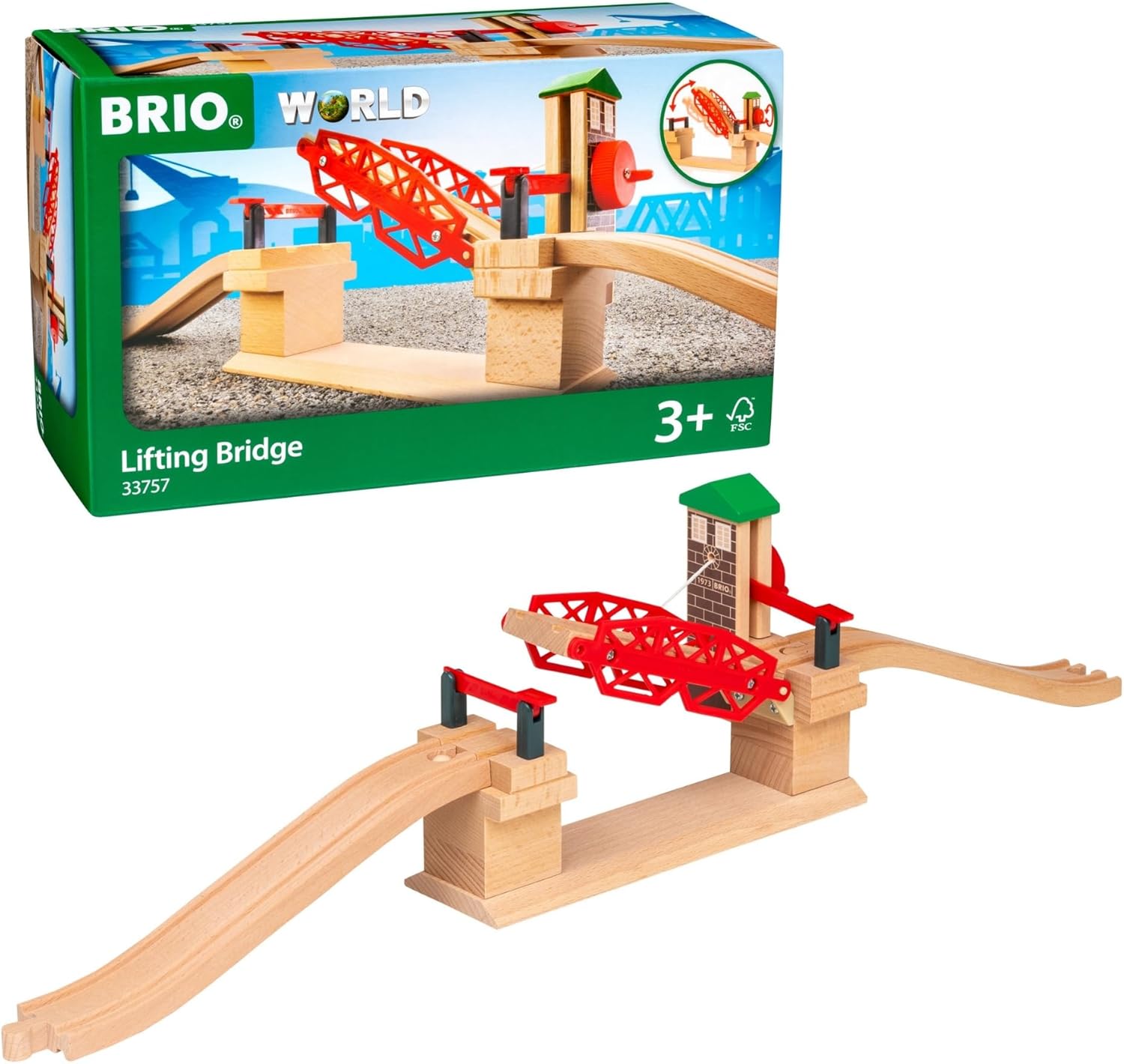 BRIO World Lifting Bridge for Kids Age 3 Years Up - Wooden Railway Train Accessories and Add Ons