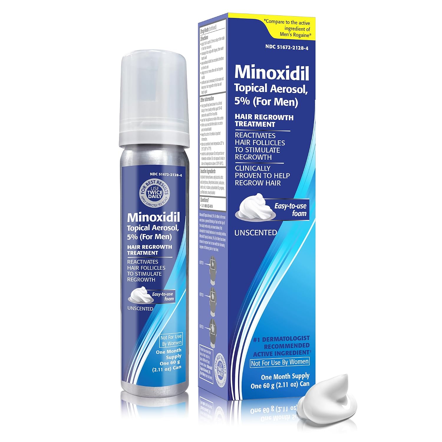 Minoxidil for Men Topical Aerosol Foam 5%, 2.11 Oz (1 Month Supply)