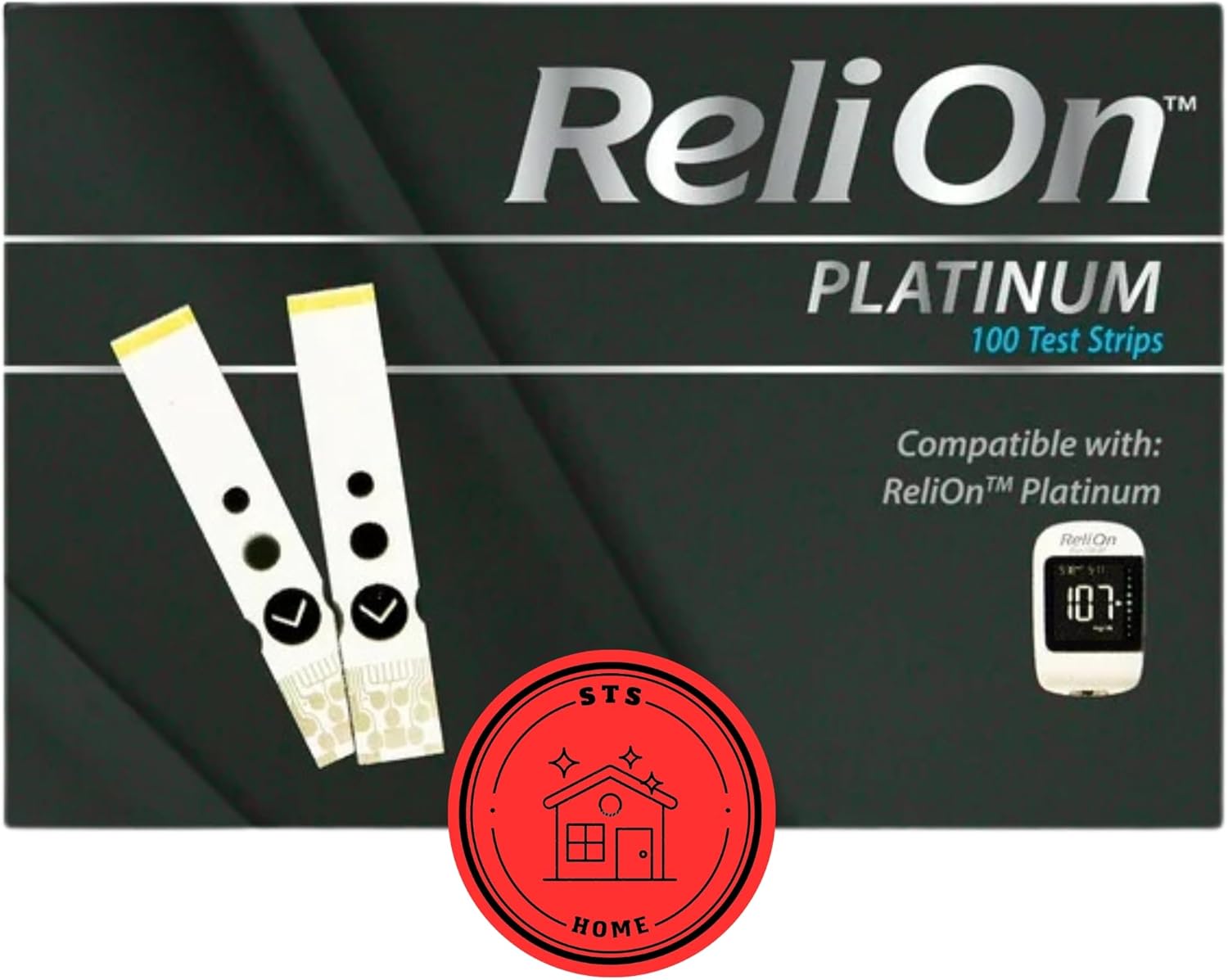 Platinum Blood Glucose Test Strips | Blood Glucose Test Strips | Test Strips for Diabetes | Blood Sugar Test Strips | Diabetic Test Strips | Platinum Test Strips 100 Count + STS Sticker