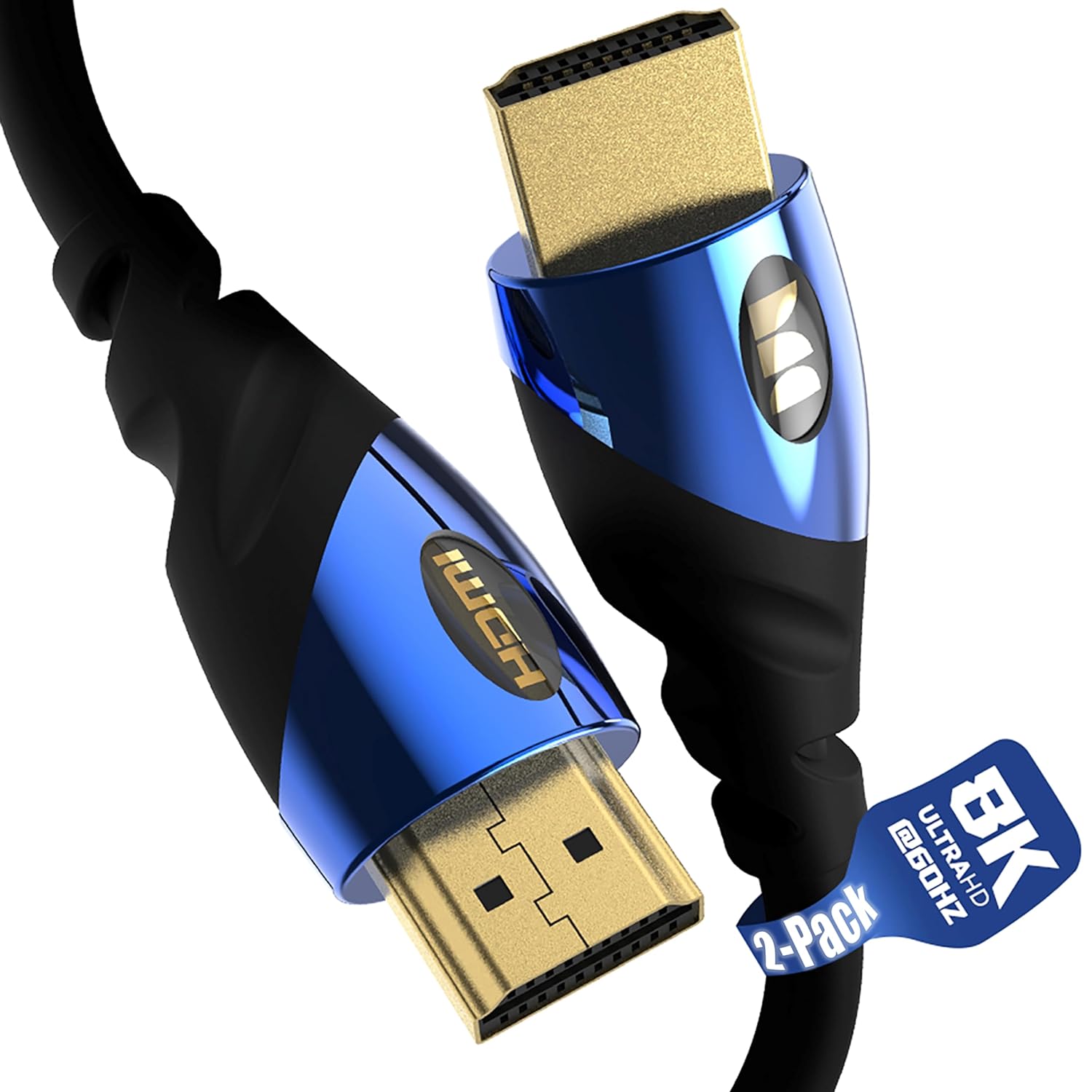 Monster 8K HDMI Cable — Xbox Series X & PlayStation 5 HDMI Cable w/ 24K Gold Contacts, 48 Gbps Speed, 60/120 Hz Refresh Rate, Dynamic HDR & eARC for Superior Visuals & Audio (2 FT, 2 Pack)