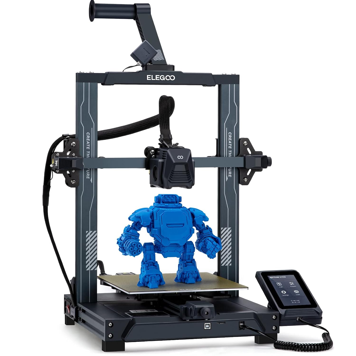 ELEGOO Neptune 3 Pro 3D Printer with Auto Bed Leveling, Dual-Gear Direct Extruder, Dual Lead Screw Drive, Removable Capacitive Screen, 225x225x280mm Large Printing Size
