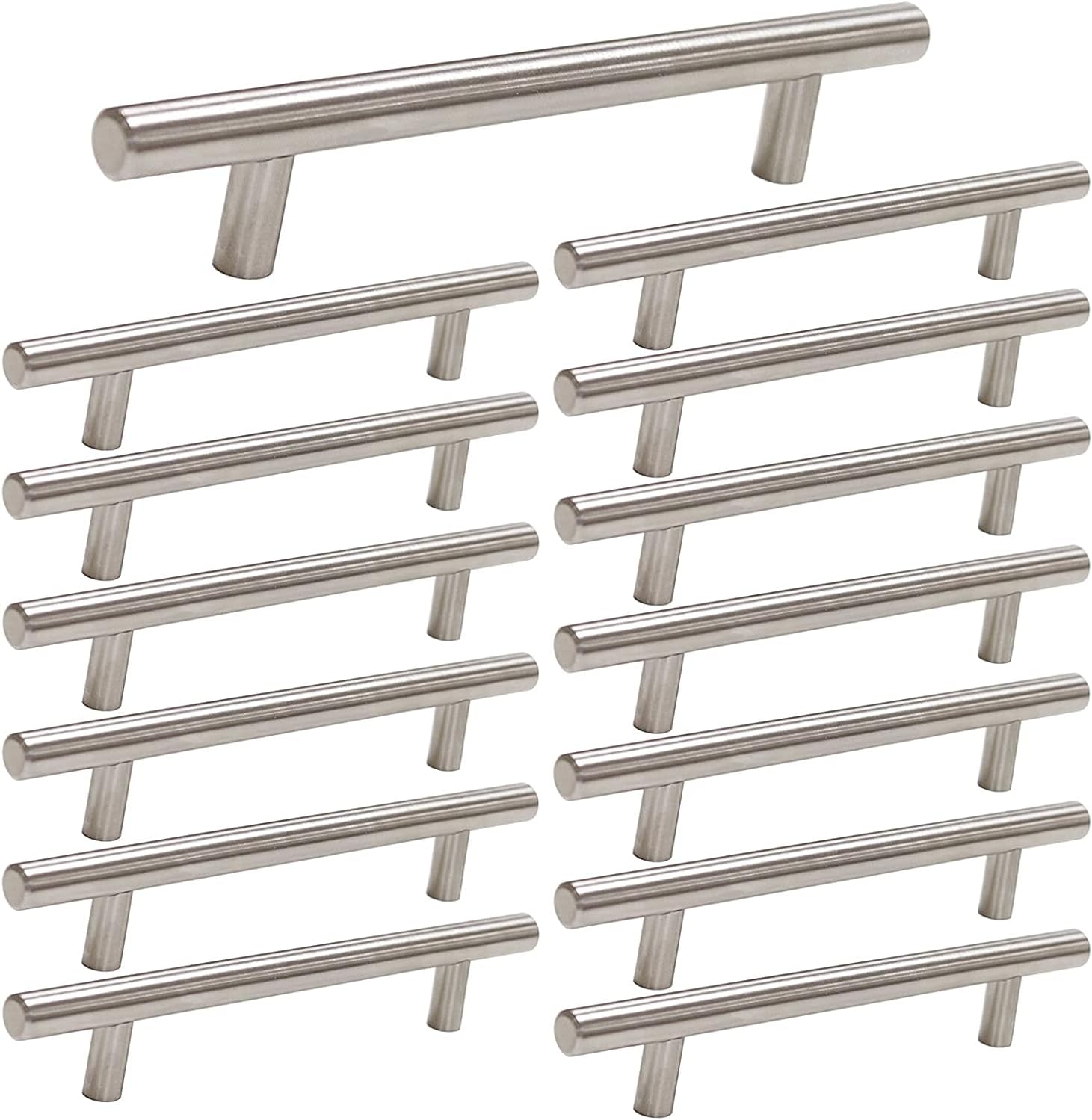 homdiy 15 Pack Brushed Nickel Cabinet Pulls 3 Inch Handles Stainless Steel Cabinet Hardware for Kitchen and Bathroom Cabinets, 5 Inch Overall Drawer Pull