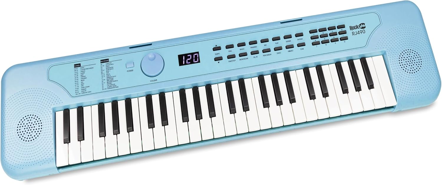 RockJam 49 Key USB Keyboard Piano with Lessons & Keynote Stickers