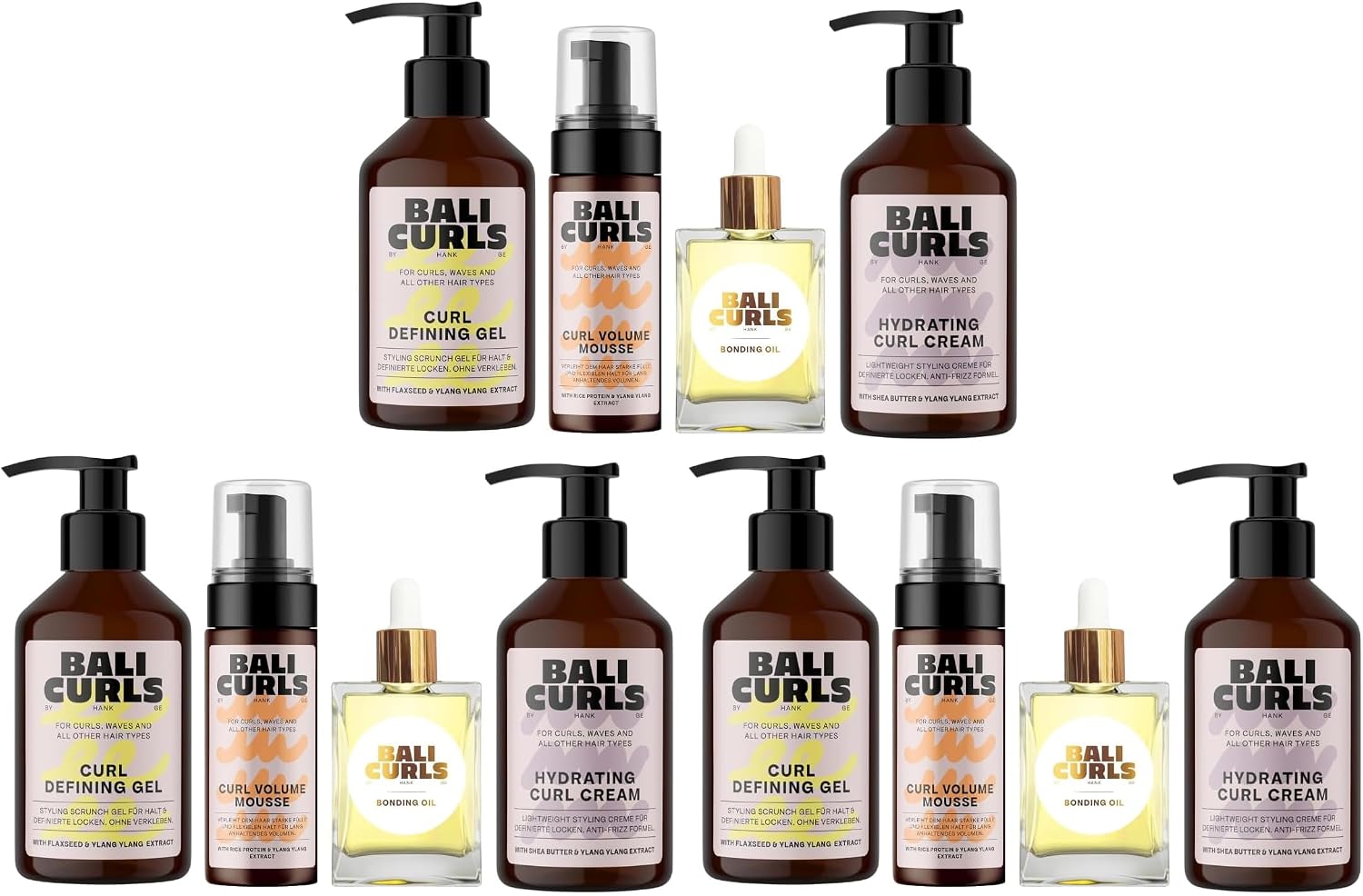 Bali Curls Styling Heroes Bundle - 4-Piece Styling Routine for Defined, Smooth & Vibrant Curls - Curl Cream, Volume Foam, Defining Gel & Bonding Oil (Pack of 3)