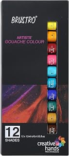 Artists Gouache Colour Set of 12 Colours X 12ML Tubes.