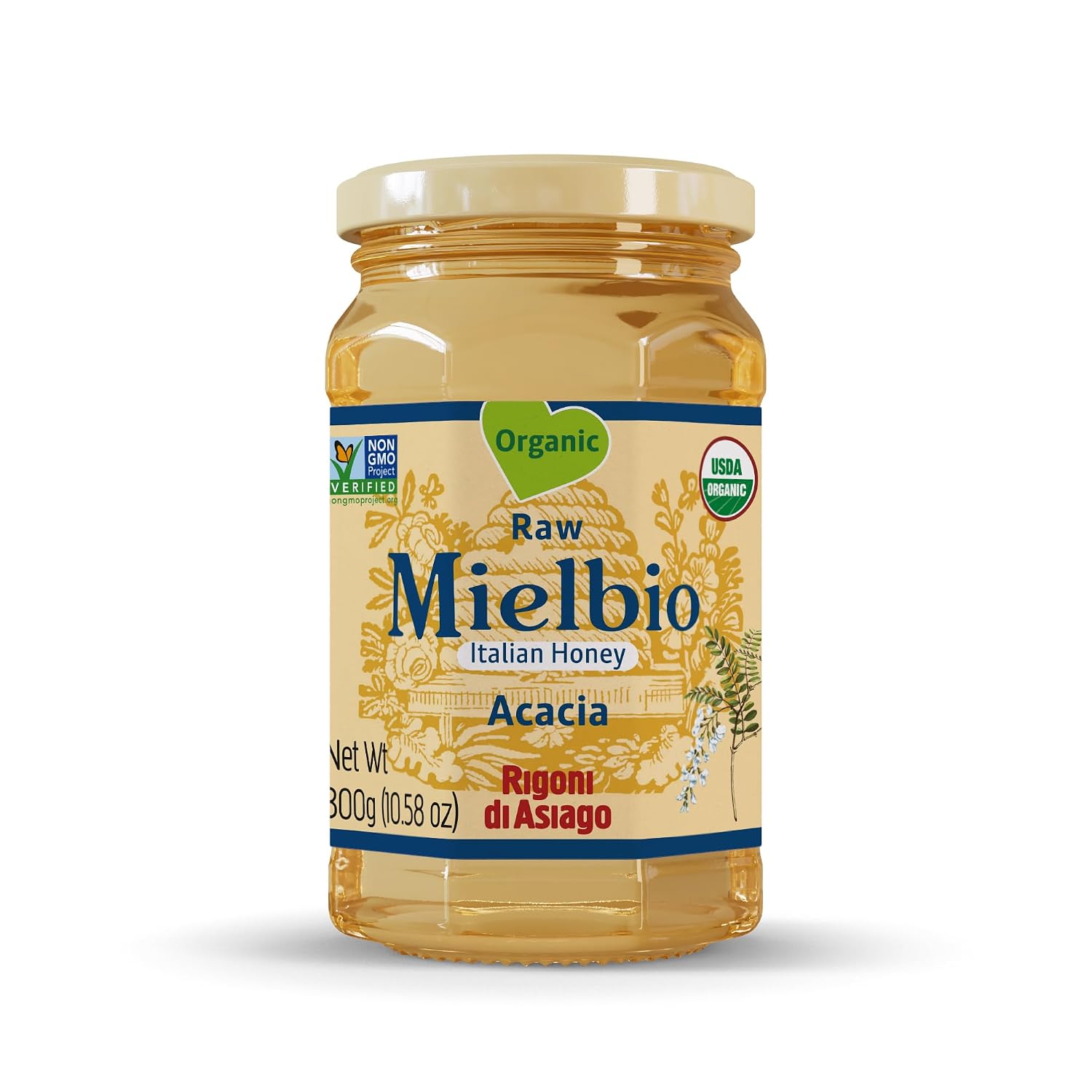 Rigoni di Asiago Acacia Honey, Pure Honey, 10.58 oz (Pack of 6)