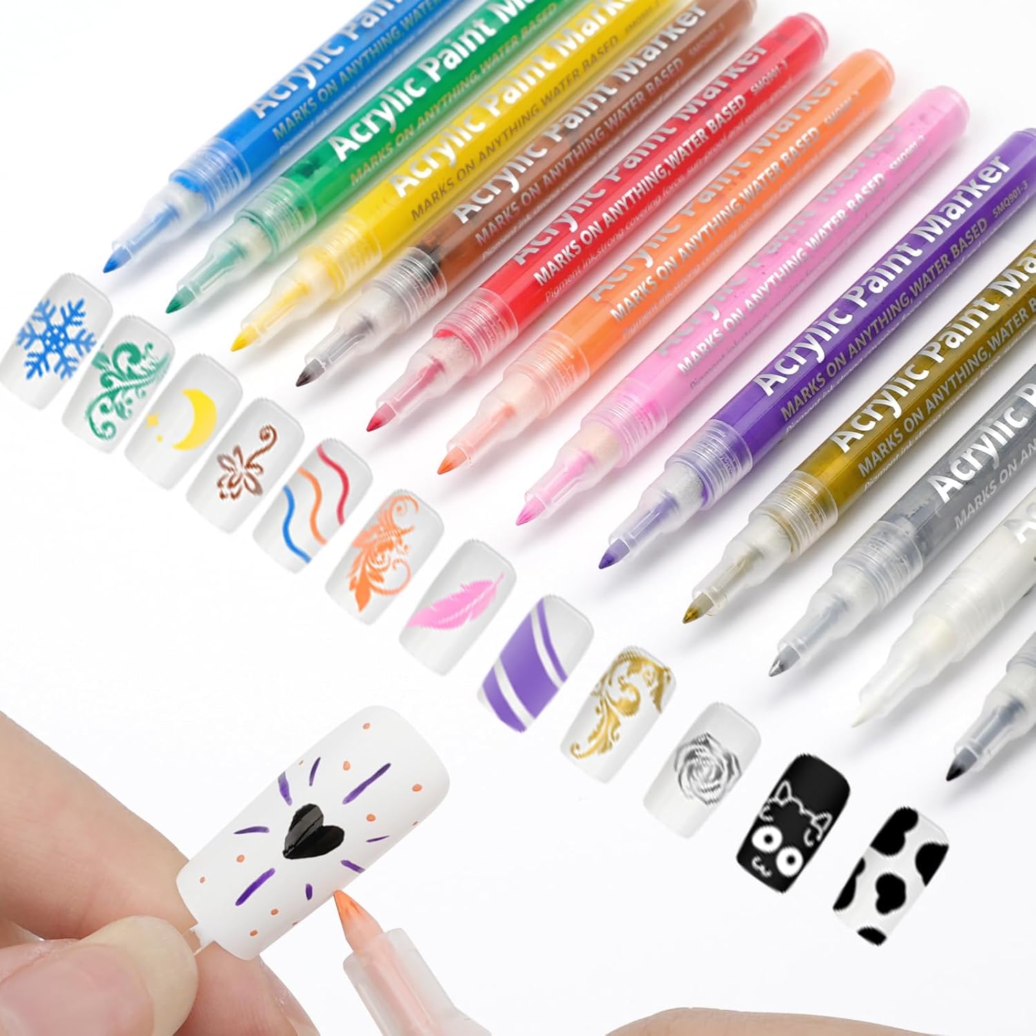 Alitastro 12 Colors Nail Art Pens Quick-drying 3D Nail Polish Pens Waterproof 0.7mm Nail Pens for Nail Art French Manicure Pen Extra Fine Tip Nail Art Drawing Pen for crafting