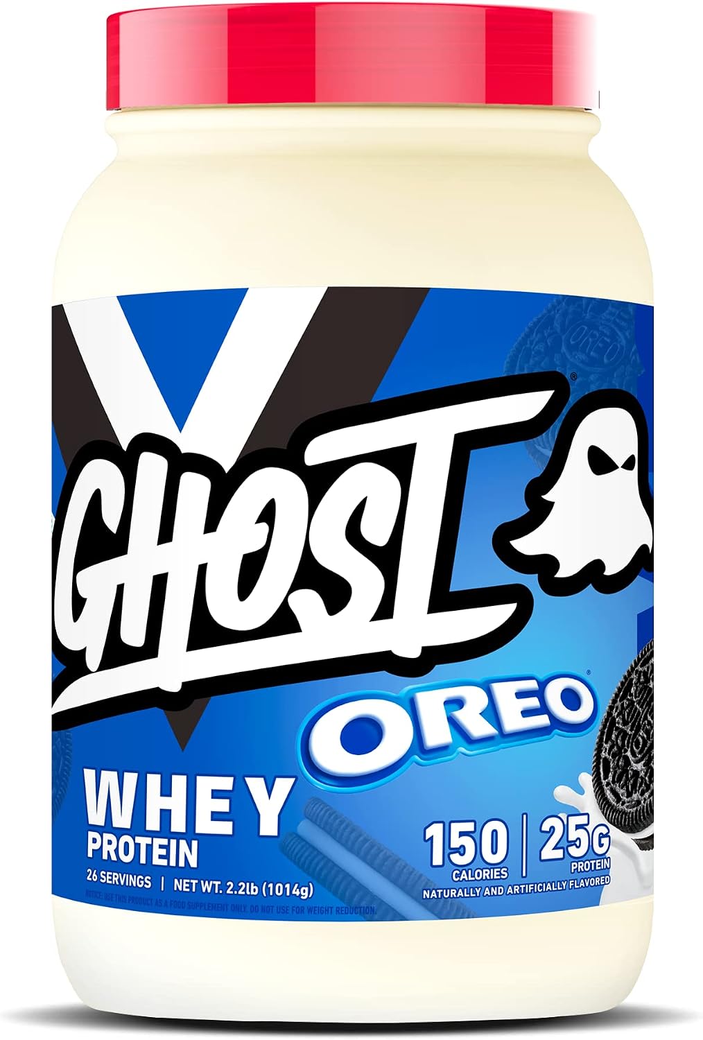 GHOST Whey Protein Powder, Oreo - 2LB, 25G of Protein - Whey Protein Blend -Post Workout Fitness & Nutrition Shakes, Smoothies, Baking & Cooking - Cookie Pieces Inside
