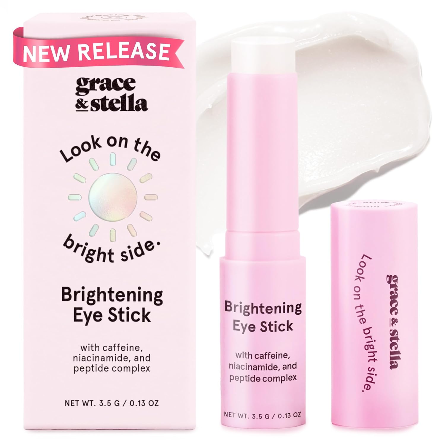 grace & stella Under Eye Brightener Balm Stick - Caffeine Eye Cream for Dark Circles, Puffiness, Wrinkles - Moisturizer Stick with Niacinamide, Hyaluronic Acid, Peptides - Vegan Skincare (0.13oz/3.5g)