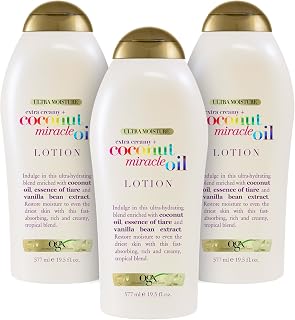 OGX Extra Creamy + Coconut Miracle Oil Ultra Moisture Lotion, 19.5 Ounce (Pack of 3)