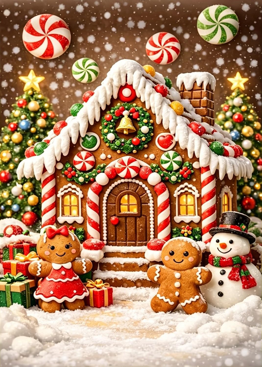 LKHMVCA Gingerbread House Diamond Art Kits for Adults, 5D Diamond Painting Kits for Adults Beginners, DIY Full Round Drill Diamond Dot Painting Gem Art Kits for Adult, Home Wall Decor 11.8x15.7 Inch
