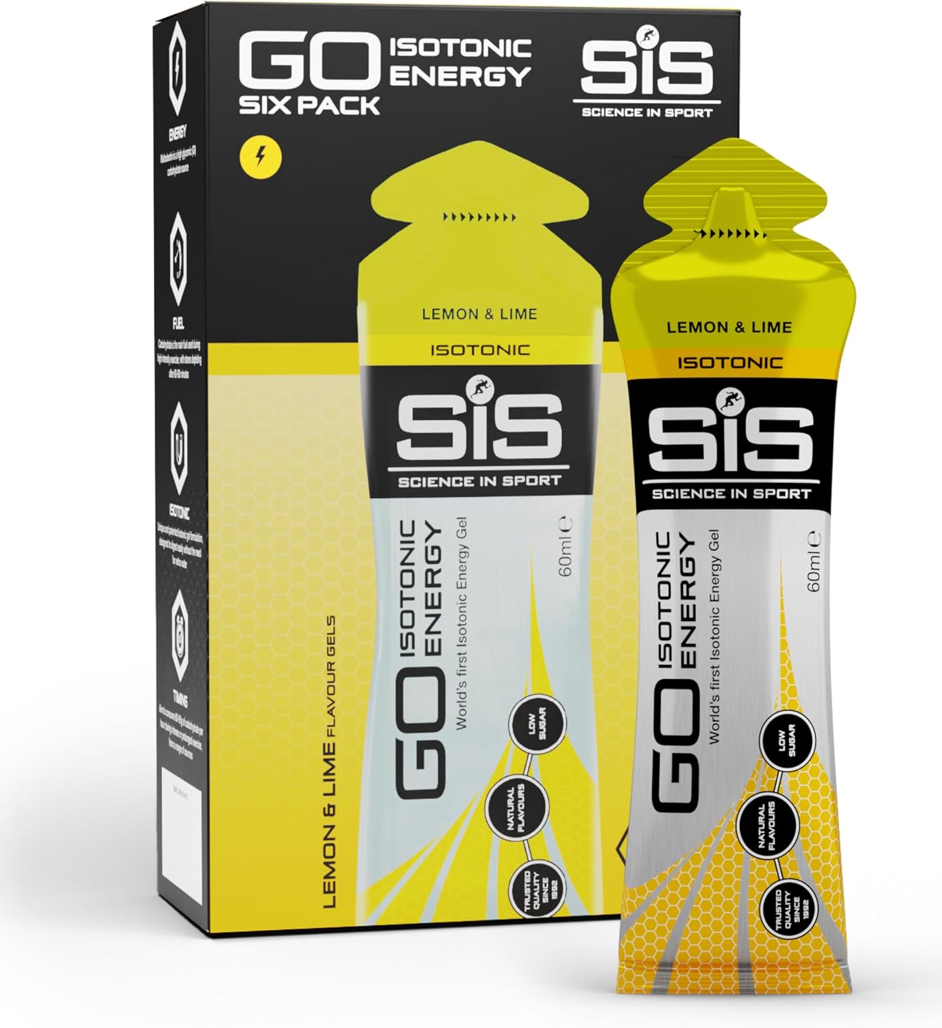 Science in Sport GO Isotonic Energy Gels, Lemon & Lime, 6 x 60ml