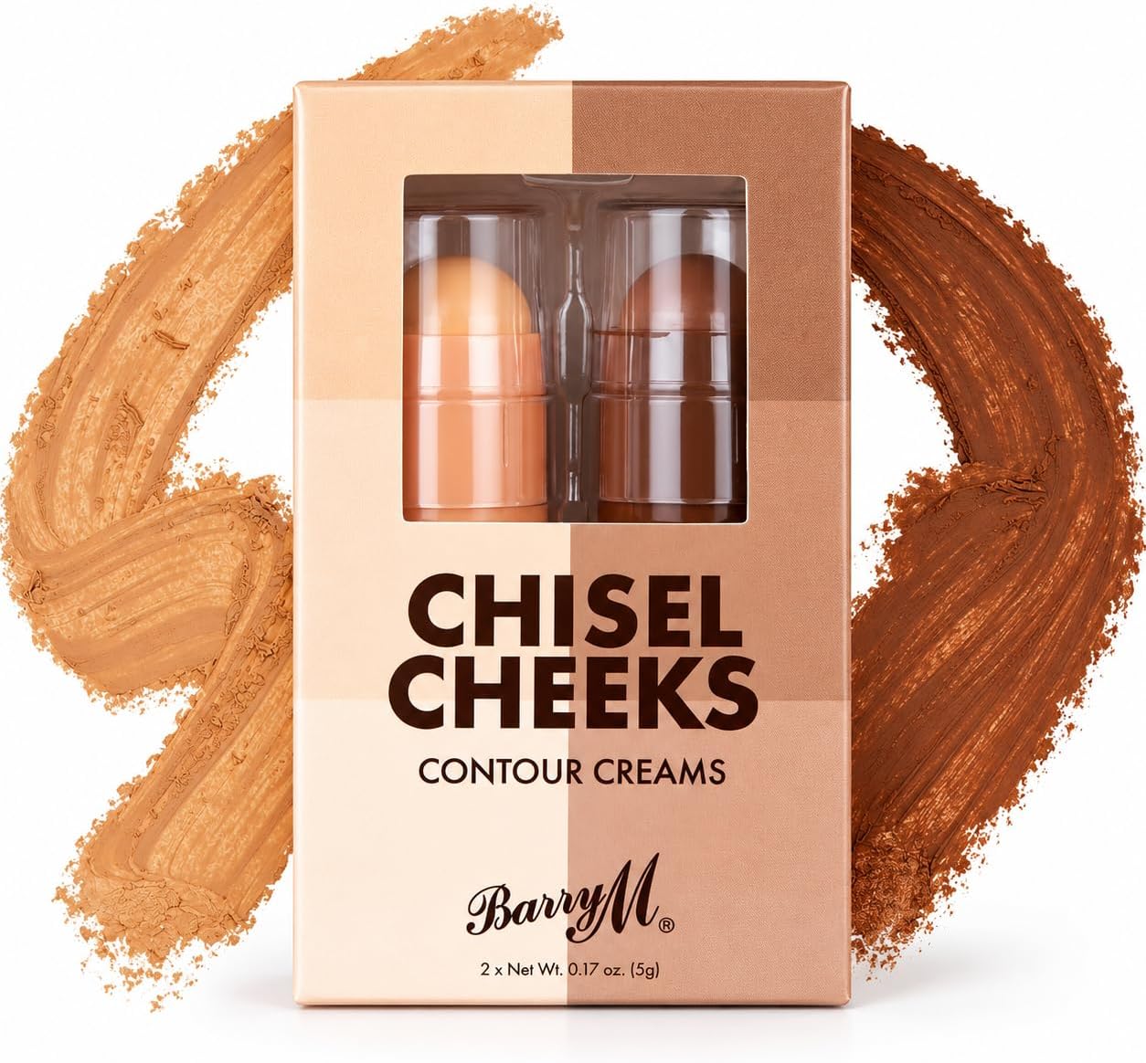 Barry M Chisel Cheeks Cream Contour Stick Duo, Light and Dark, Multi