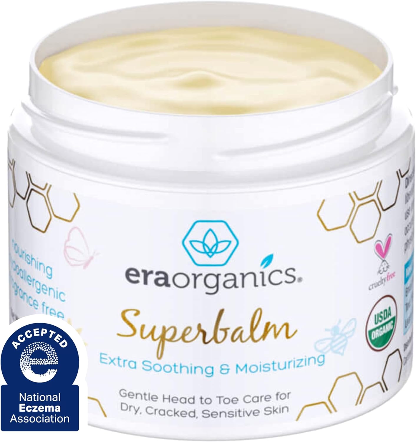 Era Organics Healing Ointment for Babies - USDA Certified Organic Natural Gentle Moisturizer for Sensitive Skin Prone To Baby Eczema, Cradle Cap (Infant Seborrheic Dermatitis), Rashes, Hives & More