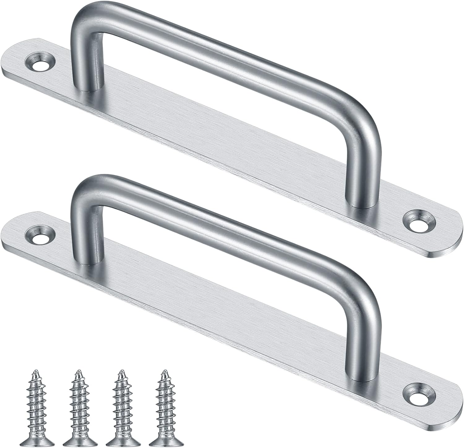 Gaomoeny 2 Pcs Sliding Door Handles, Pull Push Door Handles, Stainless Steel Sliding Bathroom Kitchen Cupboard Cabinet Garage Shed Barn Gate Door Handles with Metal Plates（160mm/6.29in）