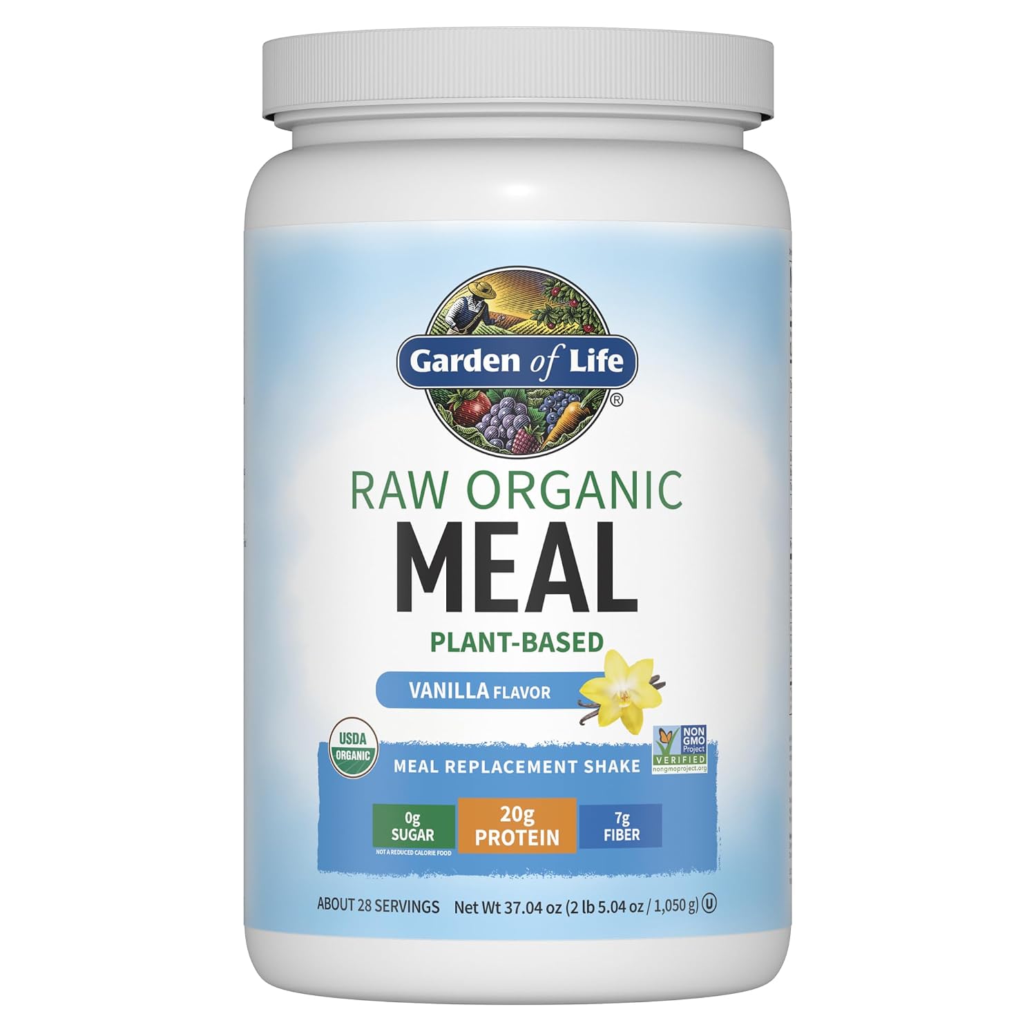 Garden of Life Meal Replacement Shakes, Vegan Raw Organic Protein Powder, Vanilla Protein Powder with Plant Based Pea Protein, Sprouts, Greens, Probiotics, Dairy Free 28 Servings