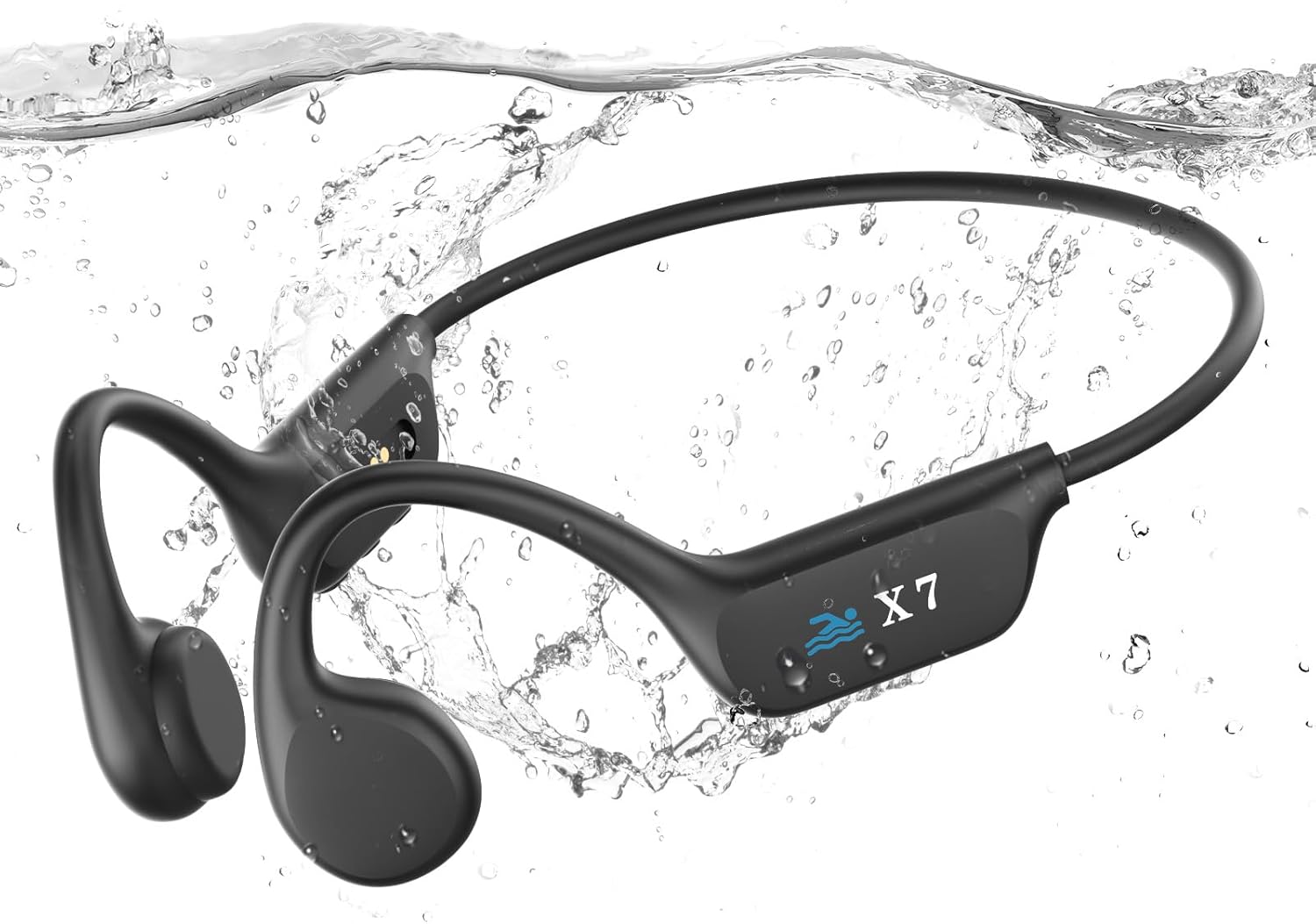 SAMVEK Swimming Headphones Bone Conduction Headphones, IP68 Waterproof Wireless Earphones Built-in MP3 Player 32G Memory,Underwater Swimming Headphone, Bluetooth 5.4 Open Earphone for Running