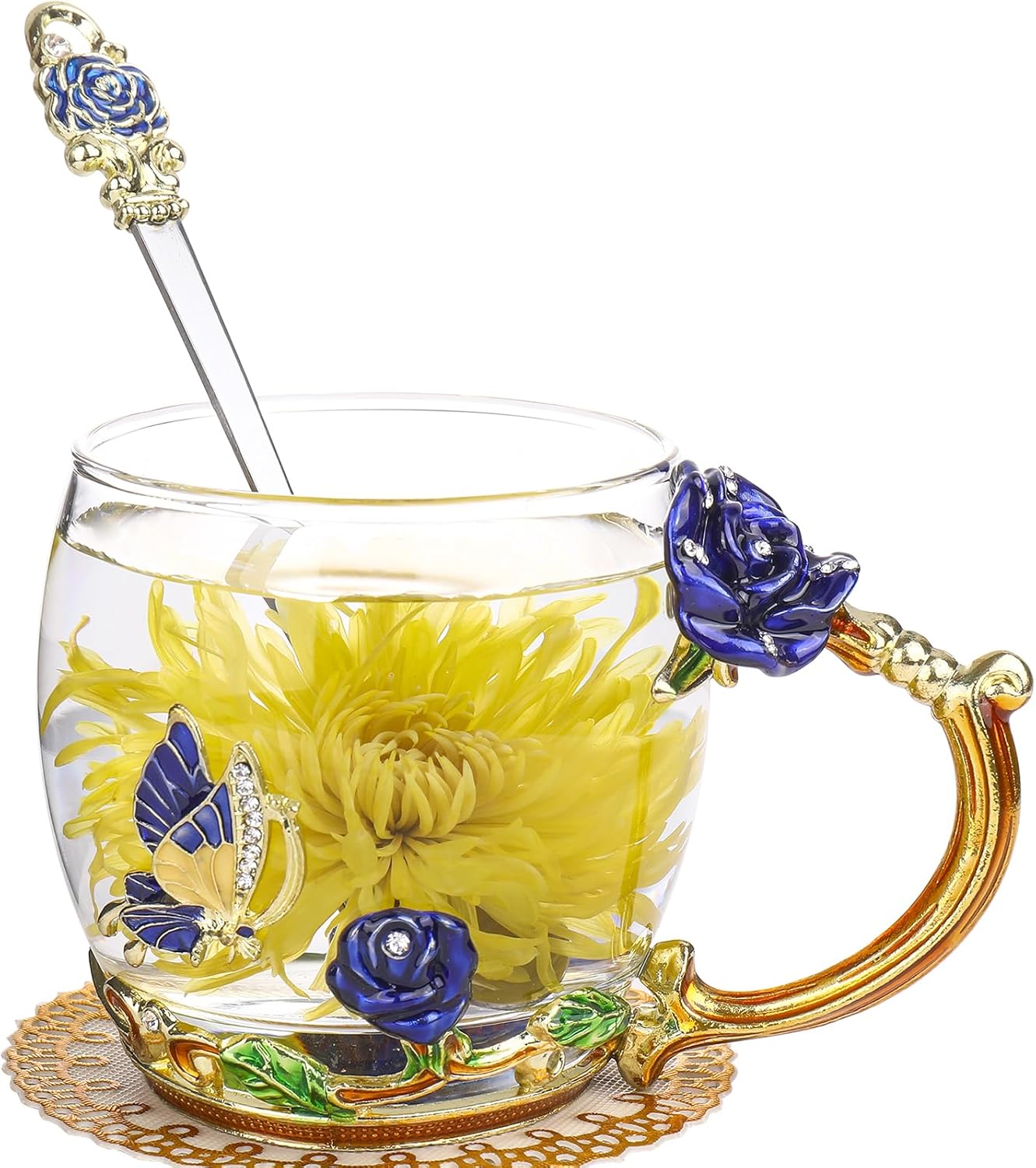 Gifts for Women, Exquisite Tea Cup, Best Birthday Gift For Mom Wife Friends Mothers Valentines Day Christmas, Durable Glass Coffee Mug