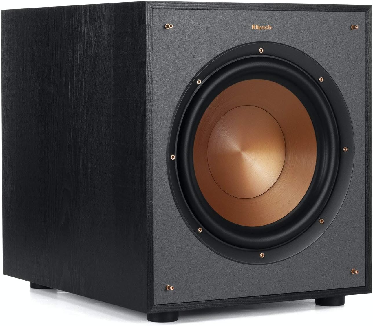 Klipsch R-100SW 10" Subwoofer, Incredibly Deep Bass and an All-digital Amplifier,14 5" x 12 5" x 16 4" | 10" front-firing spun-copper woofer with 300W peak power, RCA/LFE input and adjustable bass controls