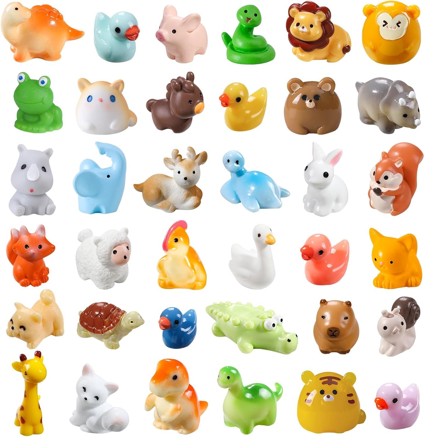 JOISHOP 40pcs Mini Resin Animals, 40 Styles Tiny Resin Animals Miniature Little Small Animal Figures Bulk for Micro Fairy Garden Landscape Accessories Dollhouse Hide Crafts Aquarium Decor
