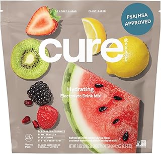 Cure Hydration | Plant-Based Electrolyte Drink Mix | No Added Sugar | Dehydration Relief Powder Made with Coconut Water | Non-GMO | Vegan | FSA & HSA | 28 Servings - Variety Pack