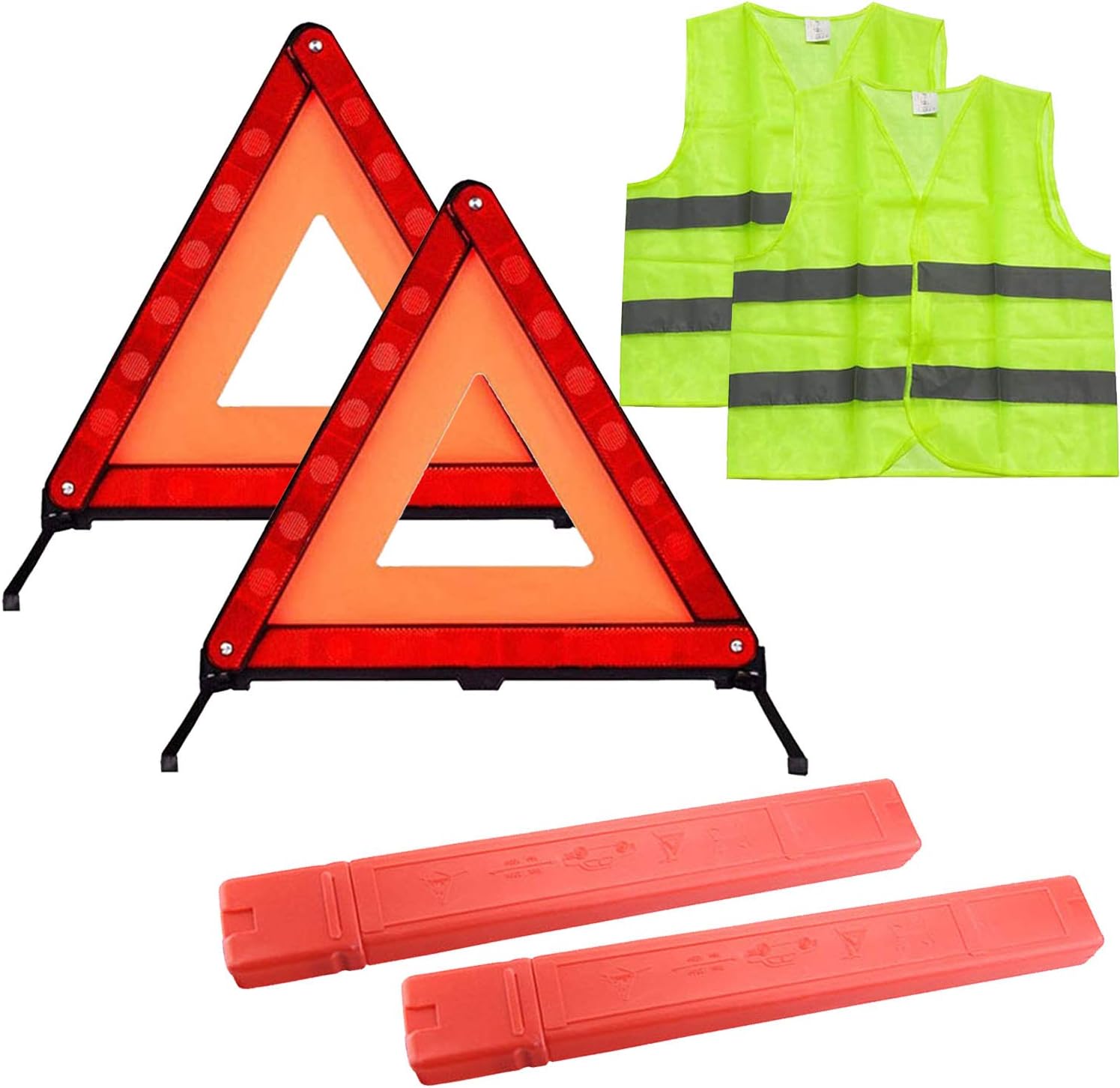 TourKing Foldable Car Roadside Emergency Kit with 2 Reflective Warning Triangle,2 Visibility Roadside Vest for Roadside Breakdowns Emergencies