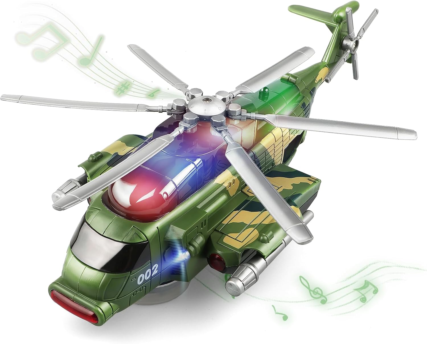 Helicopter Military Toy - Airplane with Lights and Music, Bump and Go Airplane Toys for Toddlers Boys Girls 3-5 6 7 8 Years Old, Vehicles Toy for Kids