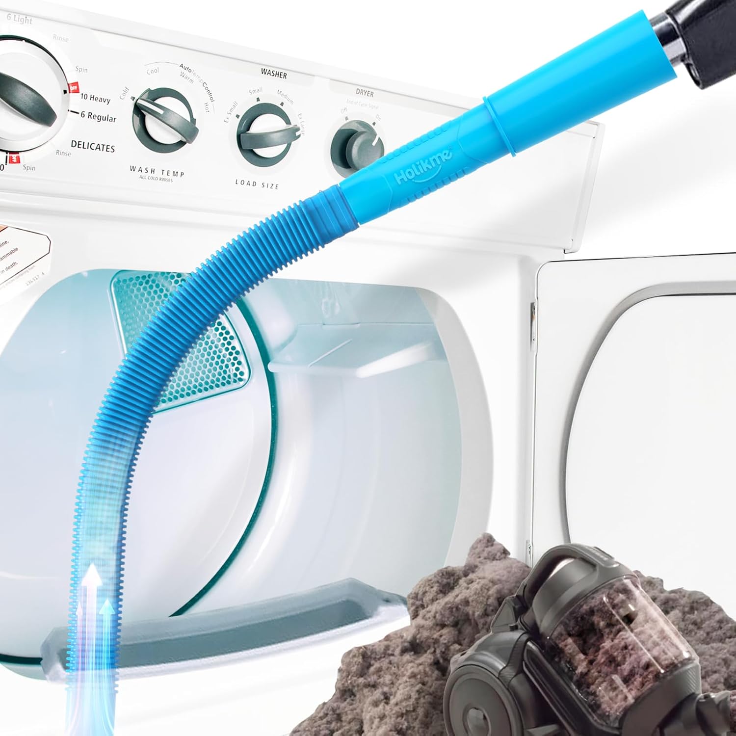 Holikme Dryer Vent Cleaner Kit Dryer Lint Vacuum Attachment Brush, Lint Remover, Dryer Vent Vacuum Hose Replacement Parts, Blue