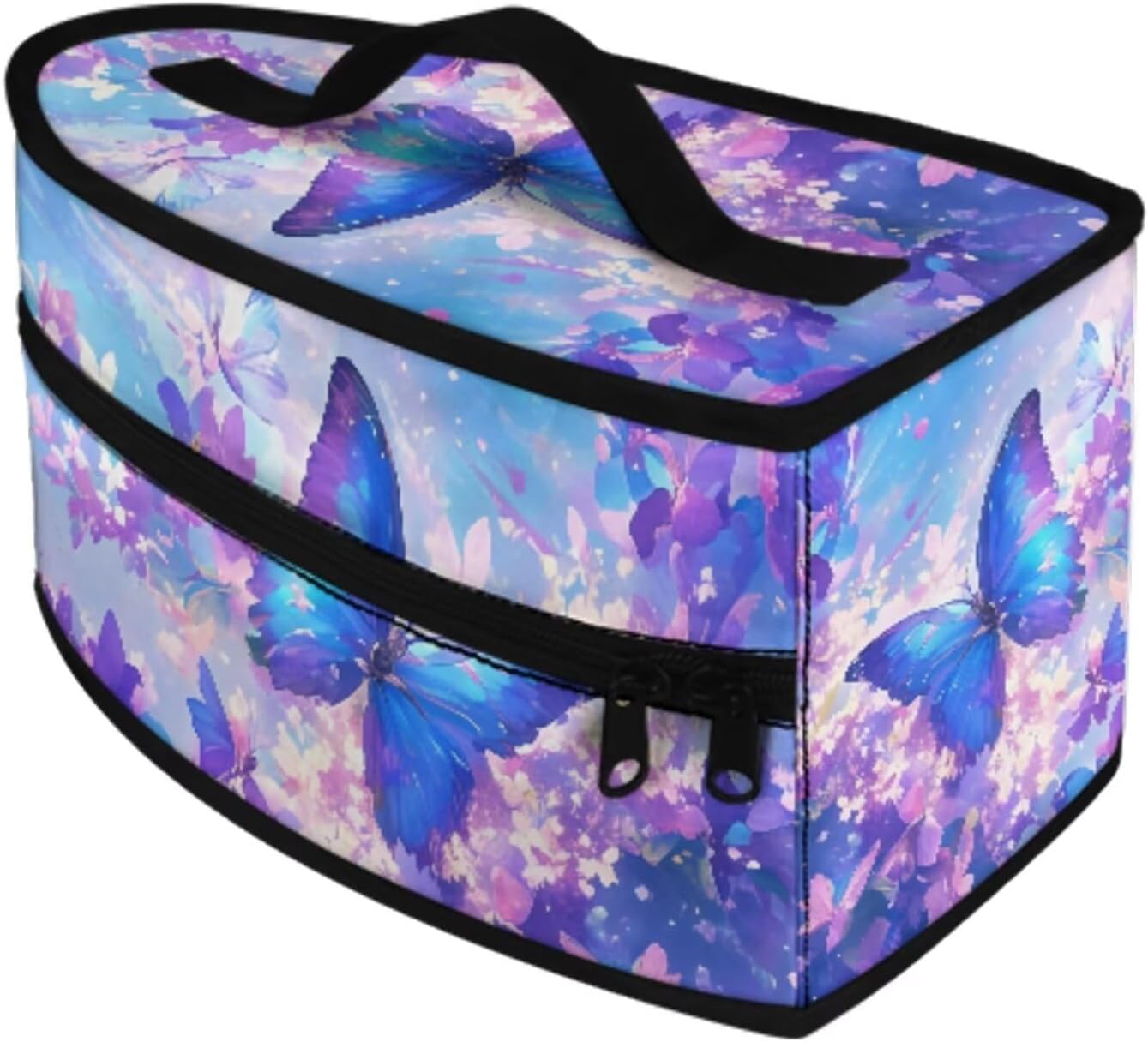 FOR U DESIGNS Small Travel Iron for Clothes Portable Mini Iron Storage Box Butterfly Print Iron Protective Cover Iron Carrying Case Blue & Purple (Box Only)