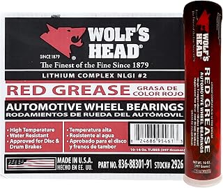 Wolf's Head Red Grease NLGI #2 (836-88301-91) 14 Oz Tube, Pack of 10