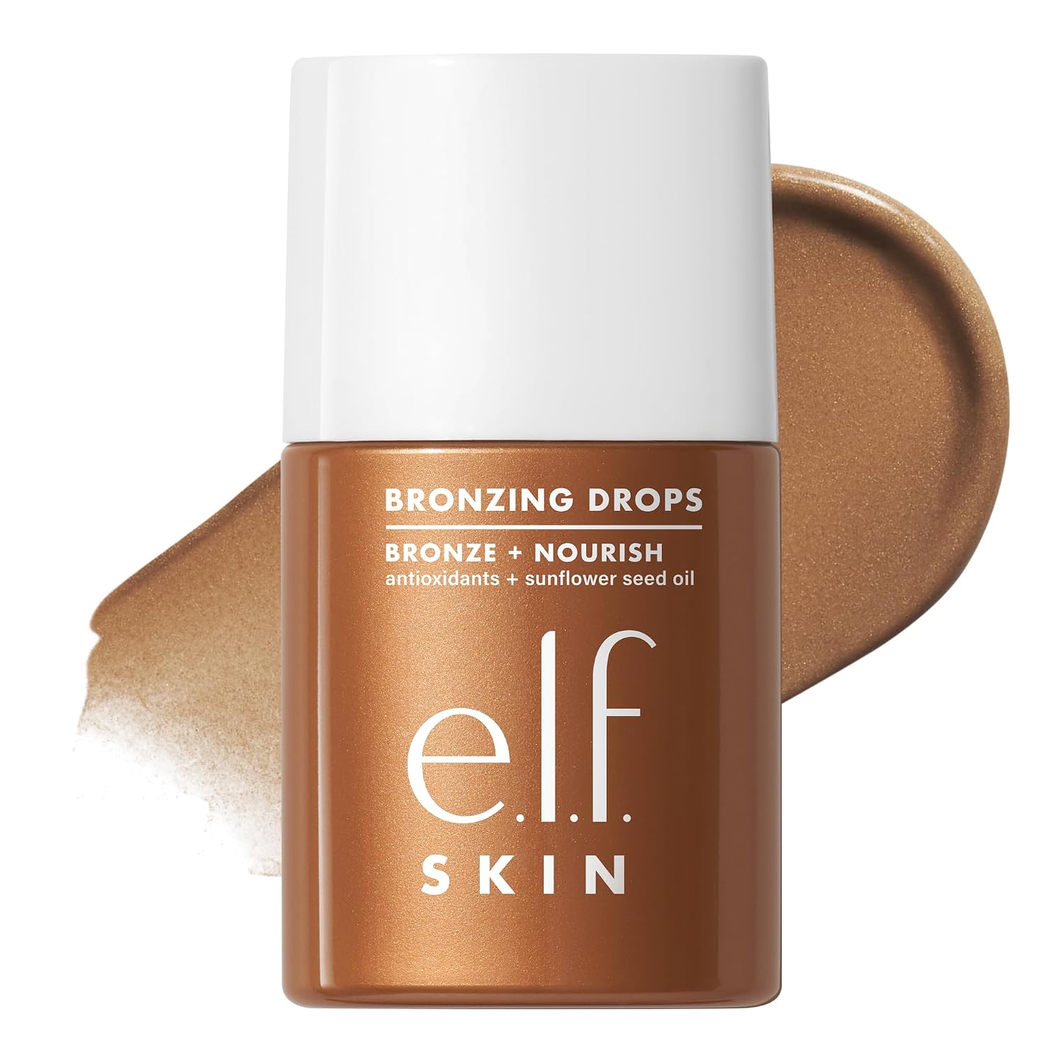 e.l.f. SKIN Bronzing Drops, Pure Gold (Golden Bronze Shimmer) | Liquid Face Tinted Serum with Vitamin E & Sunflower Oil, Shimmer Finish, Vegan & Cruelty-Free, Pure Gold