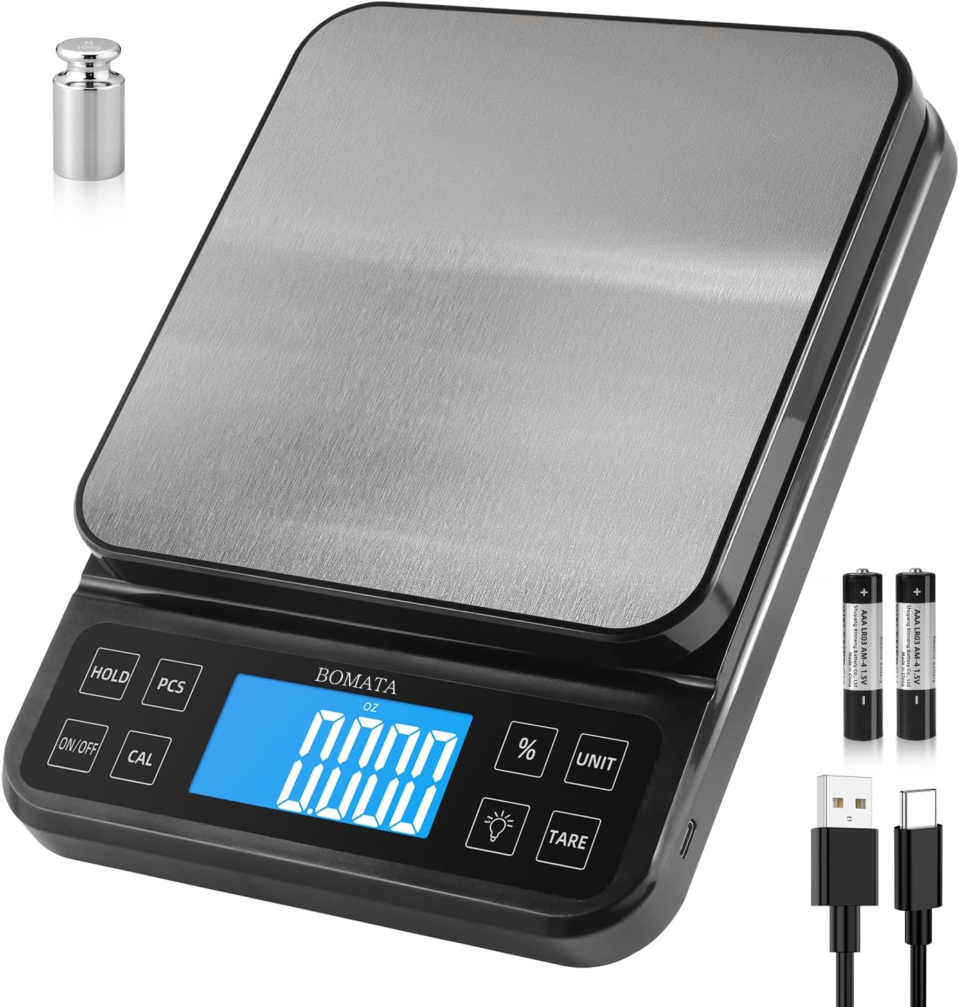 BOMATA Large Kitchen Scale 0.1g/0.001oz High Precision, 11lb Bakery Scale