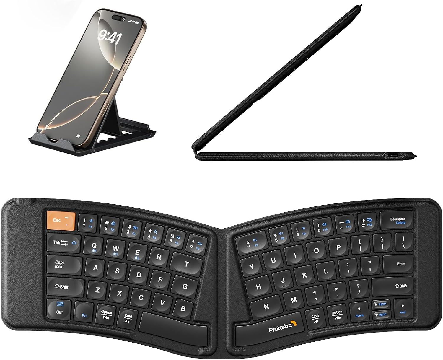 ProtoArc XK03 Ergonomic Foldable Keyboard for iPad, iPhone, Tablet, Laptop