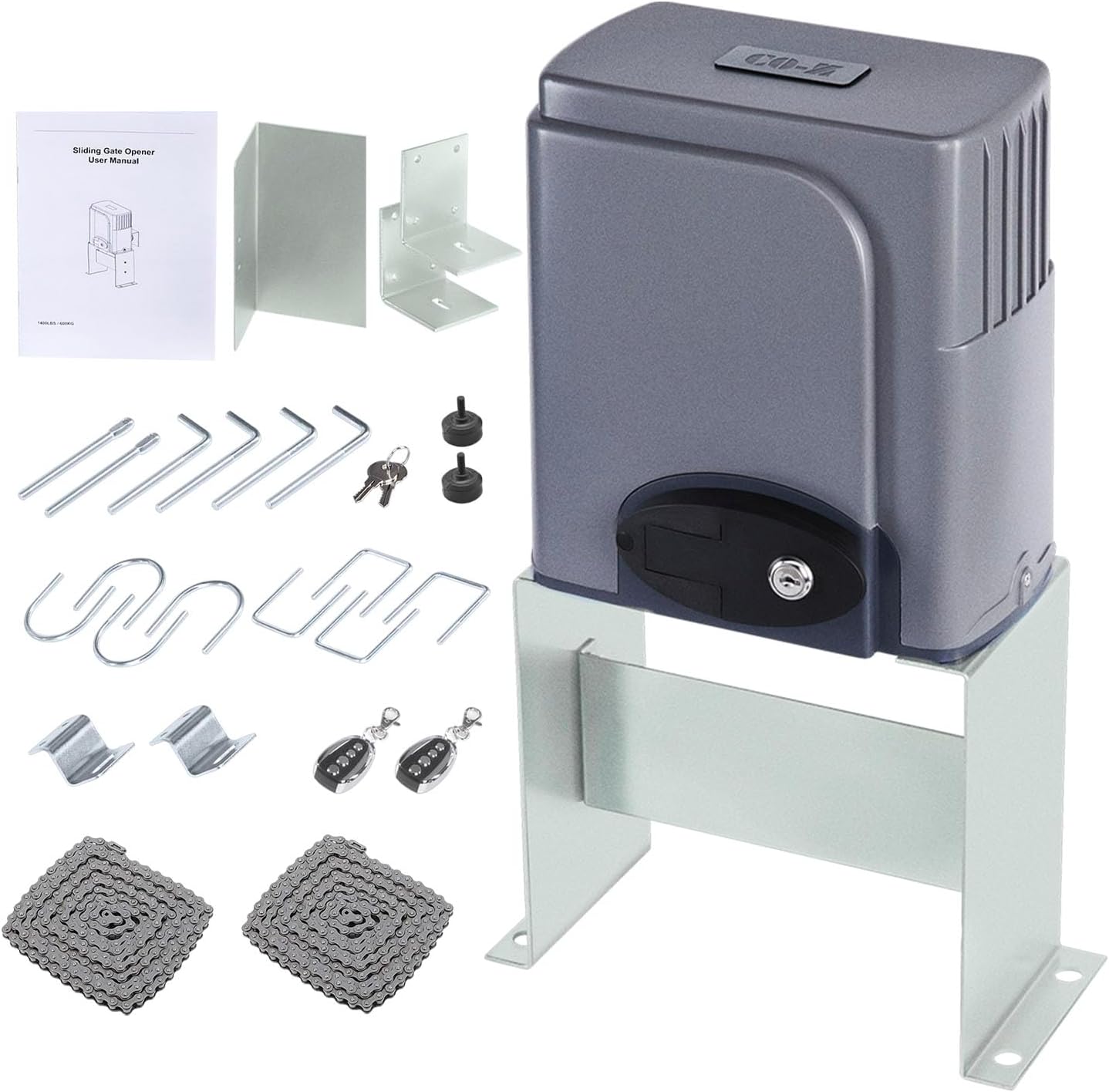 CO-Z 1400lb Sliding Gate Opener Hardware Security System Kit for Sliding Gates Up to 40 Feet, Automatic Gate Opener with Two Remote Controls, Electric Rolling Driveway Slide Gate Motor - Model CG1400