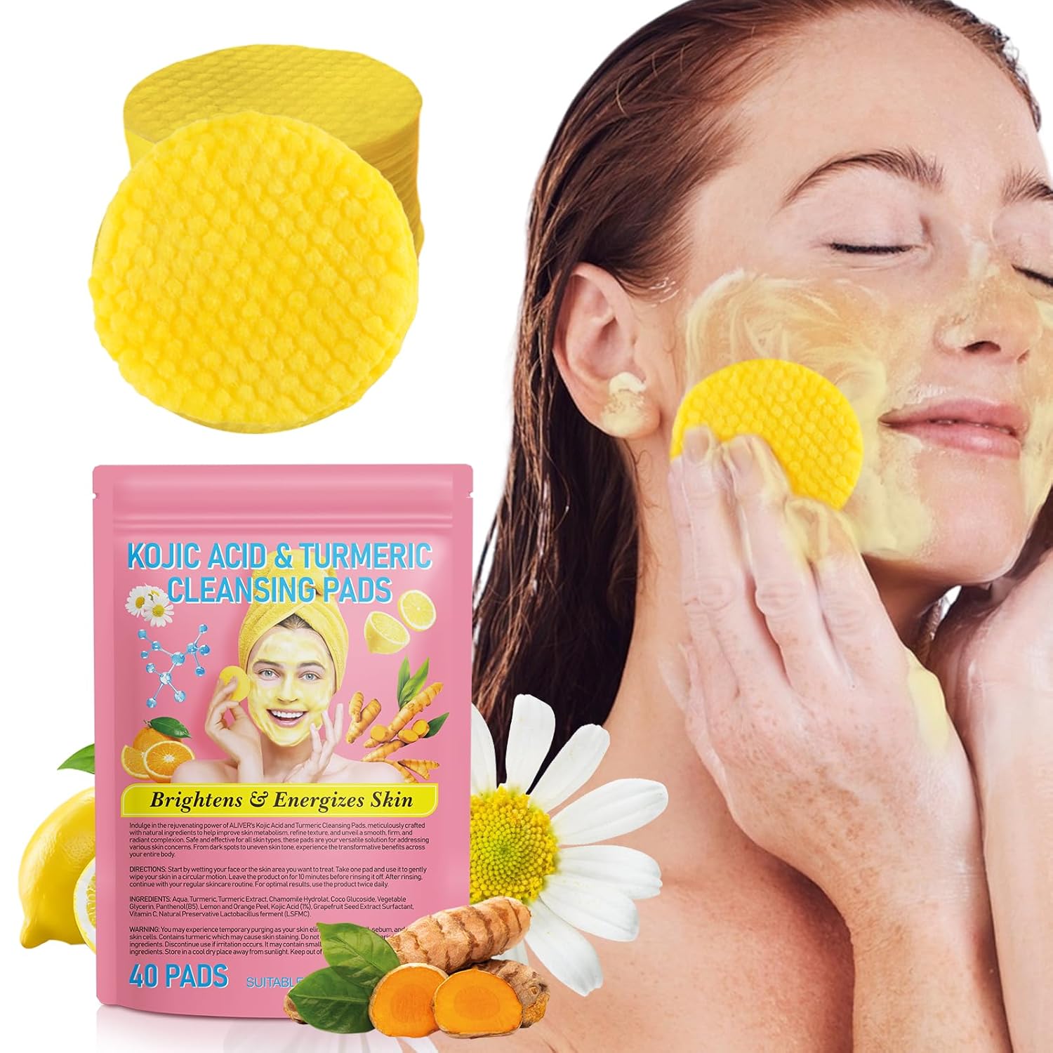 Turmeric Face Scrub Pads - Dark Spot Cleansing & Exfoliation (40 PCS)