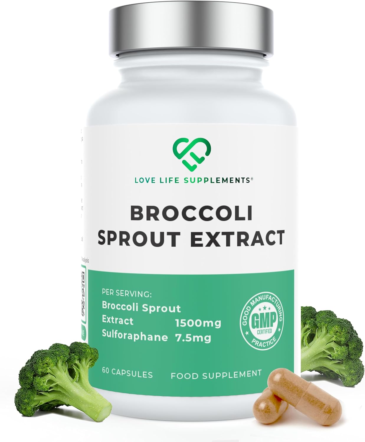 Broccoli Sprout Extract by LLS | Contains Activated Sulforaphane | 60 Capsules | 15,000mg of Whole Plant Equivalent per Serving | Sulforaphane Supplement | Potent Antioxidant Content