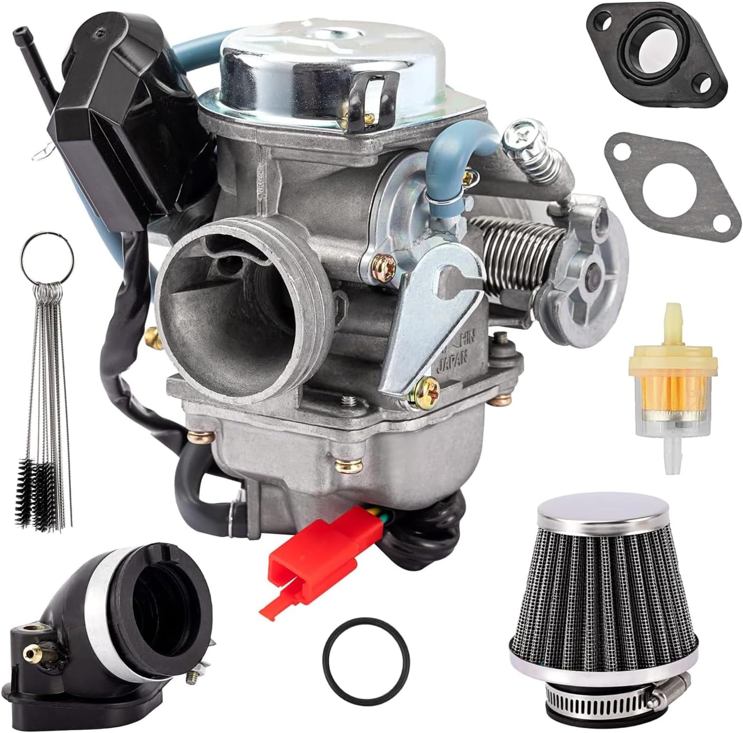 GY6 Carburetor 150cc for 4 Stroke 125cc 152QMJ 157QMJ Engines Electric Choke Motorcycle Scooter 24mm PD24J Carb with Intake Manifold