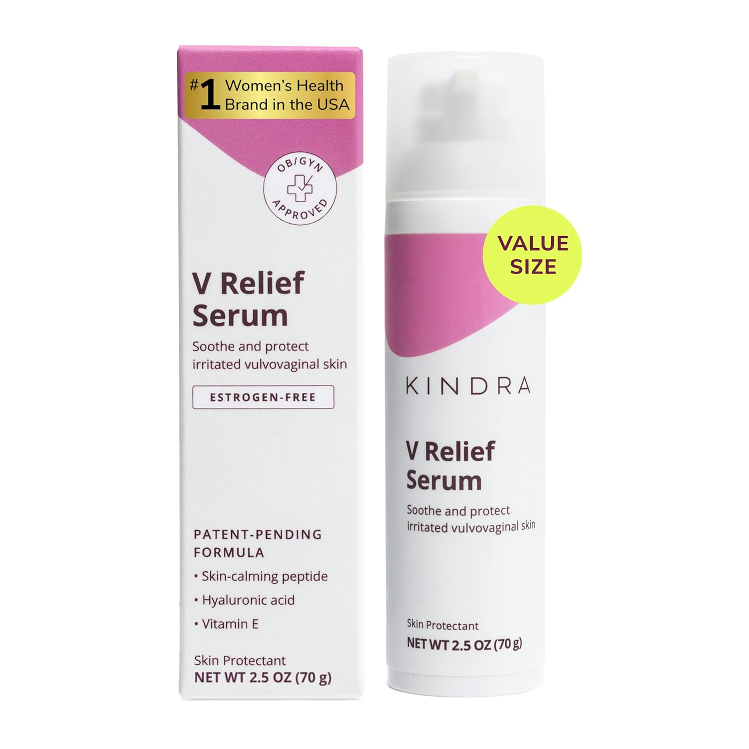 Kindra V Serum XL - Sensitive Skin Vaginal Vulva Moisturizer Cream Supports Dryness, Burning, Discomfort, Itching - Hormone Free - Up to 150 Applications
