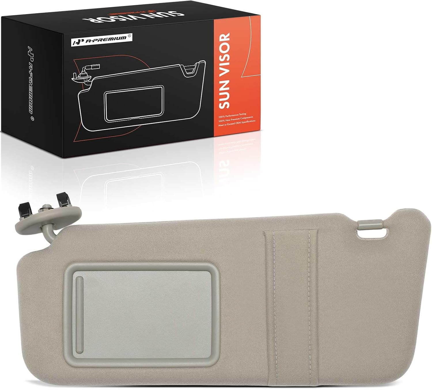 A-Premium Driver Left Side Sun Visor Compatible with Toyota Camry 2007-2011 - Without Vanity Light, with Vanity Mirror, Without Sunroof, Gray Color - Replaces 7432006780B0, 74320-06780-B0